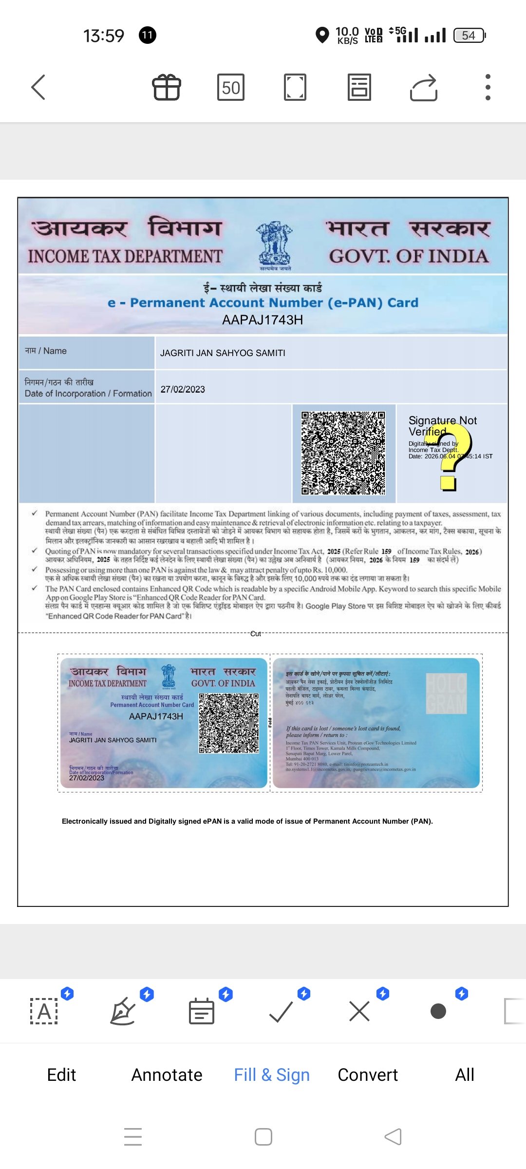 PAN Card of society